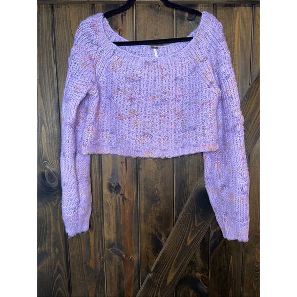 Free People Sweaters - Free People Sunset Cloud Lavender Violet Glow Knit Sweater Cropped